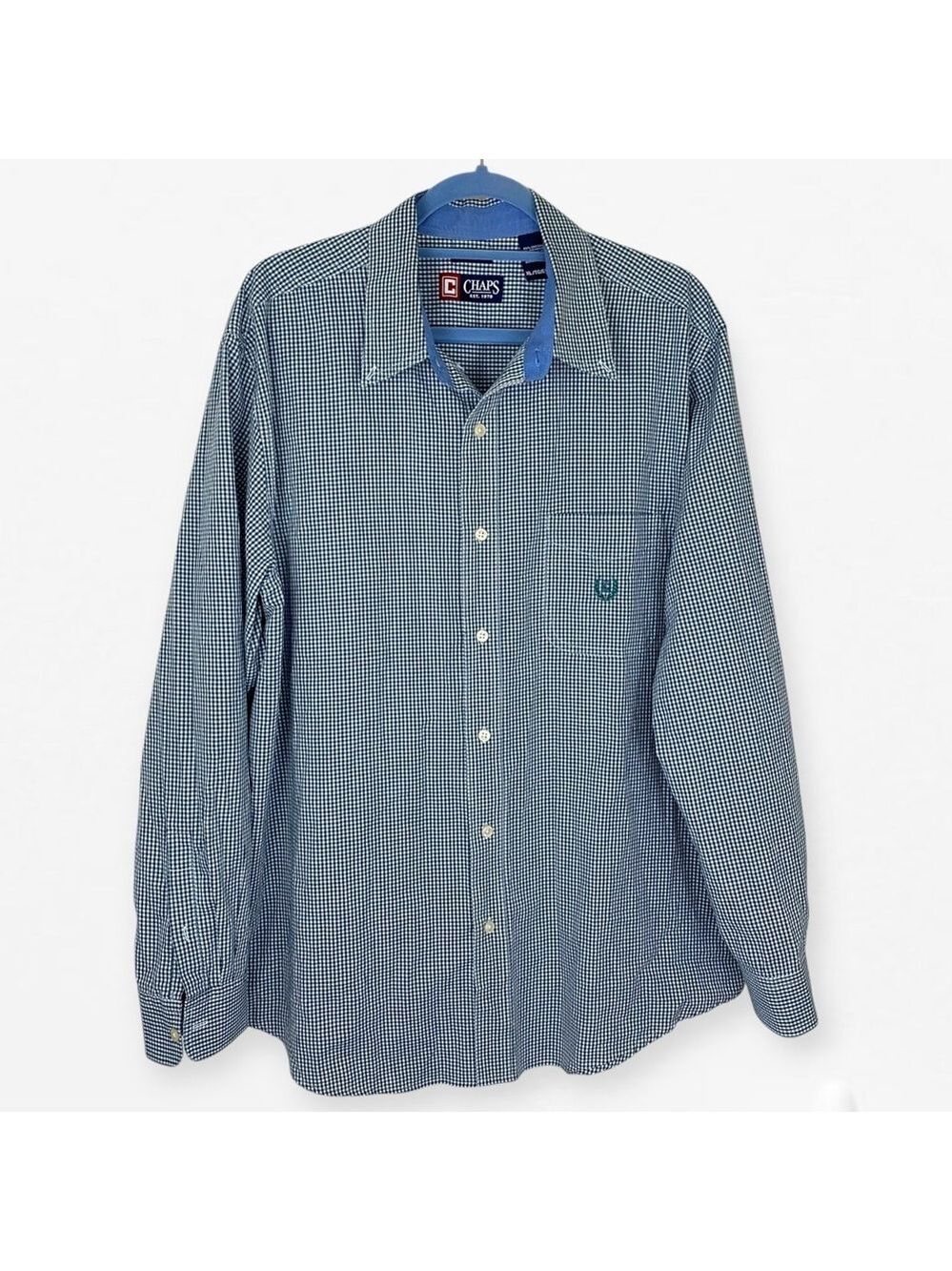 Chaps Blue Casual Button Down Shirt Relaxed Fit XL